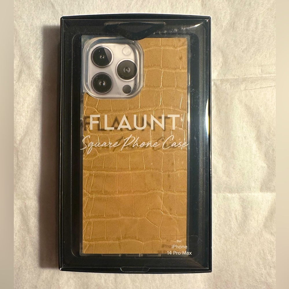 COPY - COPY - Flaunt chic tan crocodile faux leather square iPhone case